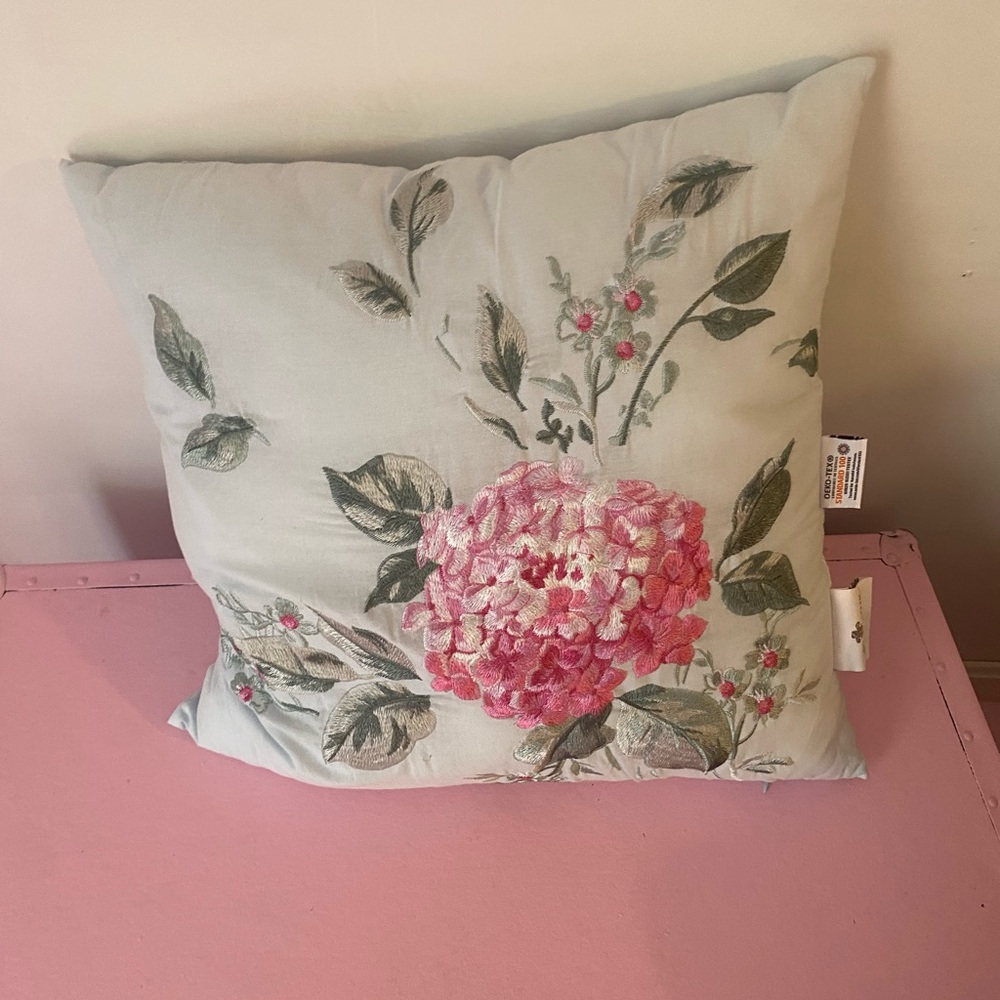 Floral Embroidered Throw Pillow shabby chic Rachel Ashwell